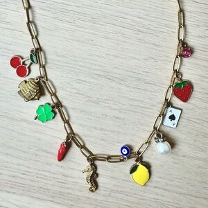 funky brass charm necklace